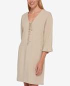 Tommy Hilfiger Lace-up Shift Dress, Only At Macy's
