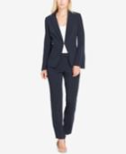 Tahari Asl Pinstriped Peak-collar Kiss-front Pantsuit