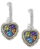 Final Call By Effy Multi-gemstone (1 Ct. T.w.) & Diamond (1/8 Ct. T.w.) Heart Earrings In Sterling Silver & 18k Gold