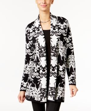 Alfani Petite Scroll-pattern Open-front Cardigan, Only At Macy's