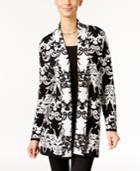 Alfani Petite Scroll-pattern Open-front Cardigan, Only At Macy's