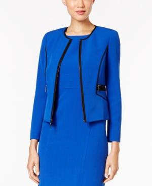 Kasper Petite Stretch-crepe Piped Jacket