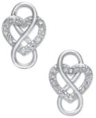 Diamond Infinity Heart Pave Stud Earrings (1/10 Ct. T.w.) In Sterling Silver