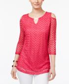 Jm Collection Cold-shoulder Crochet Top, Only At Macy's