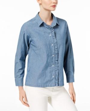 Weekend Max Mara Zibello Ruffled Chambray Shirt