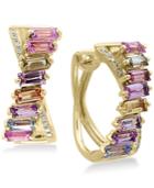 Effy Watercolors Multi-sapphire (2-5/8 Ct. T.w.) And Diamond Accent Hoop Earrings In 14k Gold