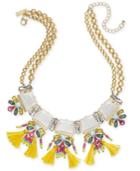 I.n.c. Gold-tone Stone, Crystal & Tassel Statement Necklace, 18 + 3 Extender, Created For Macy's