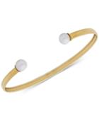 Cultured Freshwater Pearl (6mm) Flex Cuff Bracelet In 10k Gold