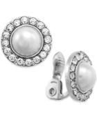 Charter Club Imitation Pearl And Crystal Clip-on Earrings, Only At Macy's