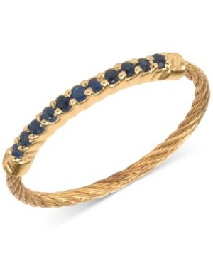 Charriol Women's Laetitia Blue Sapphire Accent Gold-tone Pvd Stainless Steel Cable Ring