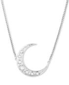 Lucky Brand Silver-tone White Stone Crescent Moon Pendant Necklace