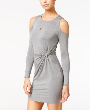 Ultra Flirt Juniors' Twist Cold-shoulder Bodycon Dress