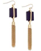 Inc International Concepts Gold-tone Square Navy Stone Tassel Drop Earrings, Only At Macy's