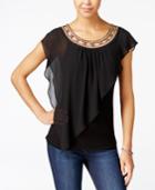 Bcx Juniors' Embellished Asymmetrical Overlay Top