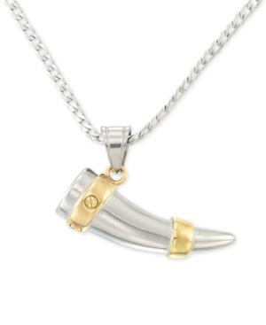Legacy For Men By Simone I. Smith Shark's Tooth 24 Pendant Necklace In Stainless Steel & Yellow Ion-plate