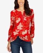Lucky Brand Floral-print Henley Top