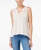 American Rag Crochet-yoke Pintucked Sleeveless Top, Only At Macy's