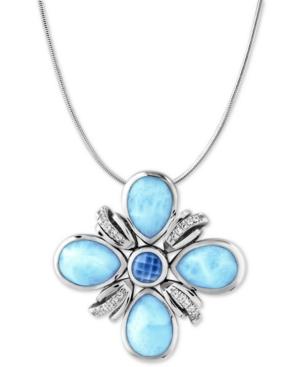 Marahlago Multi-stone Flower 21 Pendant Necklace In Sterling Silver