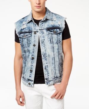 Inc International Concepts Men's Acid Wash Cut-off Denim Jacket, Created For Macy's