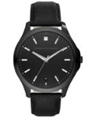 Ax Armani Exchange Men's Diamond Accent Black Leather Strap Watch 46mm Ax2171