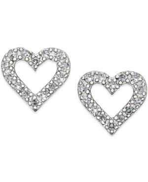 Diamond Heart Stud Earrings In Sterling Silver (1/10 Ct. T.w.)
