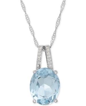 Aquamarine (2-1/5 Ct. T.w.) And Diamond Accent Pendant Necklace In 14k White Gold