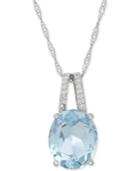 Aquamarine (2-1/5 Ct. T.w.) And Diamond Accent Pendant Necklace In 14k White Gold