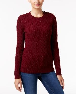 Charter Club Embellished Cable-knit Sweater, Only At Macy's