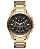 Ax Armani Exchange Men's Chronograph Drexler Gold-tone Stainless Steel Bracelet Watch 44mm