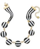 Kate Spade New York Gold-tone Striped Stone & Ribbon Statement Necklace, 18 + 3 Extender