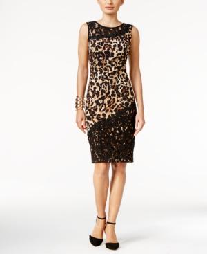 Thalia Sodi Lace-trim Printed Sheath Dress, Only At Macy's