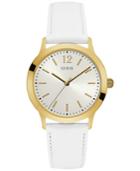 Guess Women's White Leather Strap Watch 39mm U0922g9