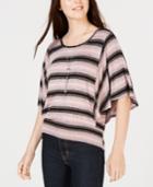 Bcx Juniors' Striped Flutter-sleeve Top & Necklace