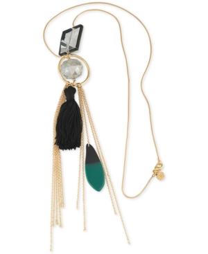 Trina Turk Gold-tone Stone And Tassel Long Pendant Necklace