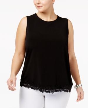 Kasper Plus Size Lace-trim Top