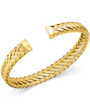 Italian Gold Woven Cuff Bracelet In 14k Gold Over Sterling Silver