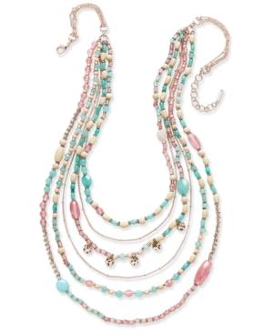 Nine West Rose Gold-tone Multi-layer Beaded Necklace