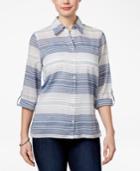 Alfred Dunner Petite Indigo Girls Cotton Striped Shirt