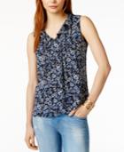 Tommy Hilfiger Printed Ruffle-detail Top, Only At Macy's