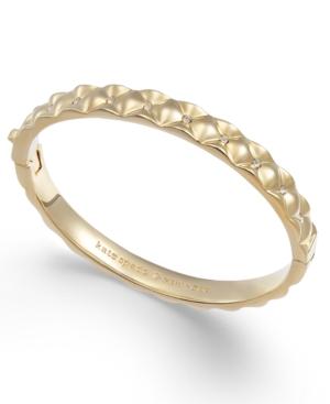 Kate Spade New York Gold-tone Pave Quilted Hinged Bangle Bracelet