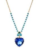 Betsey Johnson Gold-tone Blue Crystal Heart Pendant Necklace
