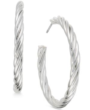 Charter Club Silver-tone Twist-look Hoop Earrings, Created For Macy's