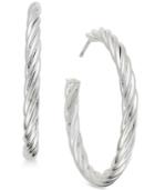 Charter Club Silver-tone Twist-look Hoop Earrings, Created For Macy's