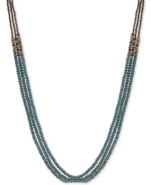 Lonna & Lilly Gold-tone Blue Bead Multi-row Necklace