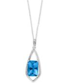 Effy Blue Topaz (5-2/3 Ct. T.w.) And Diamond (1/6 Ct. T.w.) Pendant Necklace In 14k White Gold