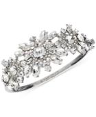 Givenchy Silver-tone Clear Crystal Starflower Bangle Bracelet
