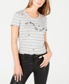 Rebellious One Juniors' Go With The Flow Striped Graphic T-shirt