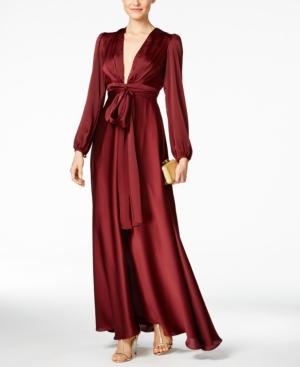 Jill Jill Stuart Plunging Belted A-line Gown