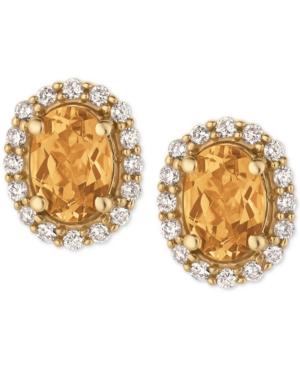 Le Vian Papaya Morganite (1-1/10 Ct. T.w.) And Diamond (1/4 Ct. T.w.) Stud Earrings In 14k Gold