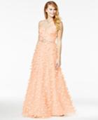 Say Yes To The Prom Juniors' Strapless Floral-applique Gown, A Macy's Exclusive
